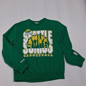 Mitchell & Ness Seattle Sonics Graphic Print Y2k Sweatshirt Mens Large 90s EUC